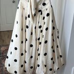 Retro Polka Dot Bubble Midi Dress Convertible Straps in Cream Black Size S White Photo 9