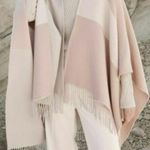 SOIA & KYO New Woven Scarf Wrap Sweater Cape Fringe Poncho Scarfigan Blush Pink Photo 3