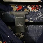 Suzy Shier  Floral Navy Blue pattern dress SZ SP optional roll up sleeves Photo 4