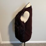 Sebby Collection faux fur sweater vest brown Maroon Black outerwear Size XL Purple Photo 3