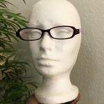 Brown burgundy frame eyeglasses clear lenses eye wear office siren core preppy glasses pink white pattern Photo 0