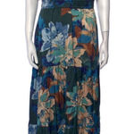 Nicole Miller Nicole Mille floral satin look smocked waist ruffle sleeve maxi dress small Photo 0