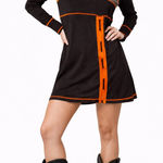 HEGLER Asymmetrical Paneled Long Sleeve Tunic Dress M Orange Gray Brown Size M Photo 0