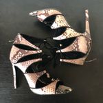 ZARA  Snakeskin Lace-Up Sandals Party Heels Zipper Back 39 US 8.5 Photo 4