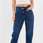 American Eagle  Dark Blue Criss Cross Mom Straight Jean Size 2 REG Photo 1