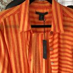 Tahari NWT  Orange Striped Button Down/Swimsuit Coverup Sz M Photo 1