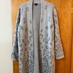 Talbots Gray Print Cardigan Sweater Coat Open Front Acrylic Nylon Blend Size X Photo 0