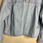 Christopher & Banks Christopher Banks Denim Shirt Size L Embroidered‎ Button Up Boxy Crop Cottage Photo 6