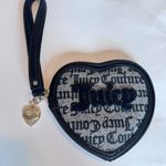 Juicy Couture Black Grey Faux Leather Signature Print Heart Shaped Wristlet Bag Photo 0