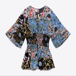ZARA smocked waist, butterfly sleeve keyhole back floral patchwork print romper Photo 0