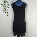 Black Lace Overlay Stretchy Dress Made in Italy Size M Photo 6