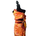 Farm Rio Forest Mixed Scarves Midi Dress XXS One Shoulder Tropical Print NEW Photo 5
