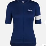 Rapha Women’s Core Jersey Navy Blue White Stripe Cycling Biking Athletic Size L Photo 0