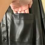 French Connection  Black Faux Leather Shirt Jacket Size Small Photo 4