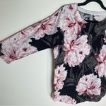 Chico's  | Black & Pink Floral Lightweight Sweater |  Large Photo 3