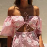 Sabo Skirt Nalu Off Shoulder Dress - Gingham pink and white Photo 0