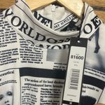 For Her White And Black Newspaper Print Belted Dress Size Medium Photo 7