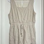 Allie Rose Women Linen Blend Romper Sz L Stripe Sleeveless Side Pockets Beige Green Size L Photo 0