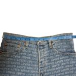Levi's 501 Denim High Rise Cutoff Shorts All Over Logo Print Frayed Hem Size 29 Photo 3