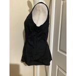 J. Crew Black Button Front Sleeveless Blouse 6 Square Neck Pleated Peplum Top Photo 2