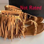 Not Rated  "XENIA" Tan Fringed Sandals - Metal Stud Trim Women's Size 7 Photo 2