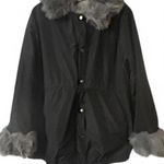 Roiiiii Black Faux Fur Trim Parka Fleece Lined Luxe Chalet Ski Resort Winter Black Size undefined Photo 0