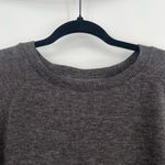 ZARA  Womens Cabin Core Long Sleeve Ruffled Grey Crew Neck Cut‎ Out Sweater Sm Photo 1