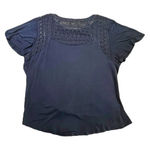 Rewind Crocheted Panels Flowy Knotted Short Sleeve Navy Top Size XXL Whimsigoth Photo 1