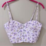 ZARA  Floral Print Bralette Crop Top Blouse Pink Size Medium Photo 4
