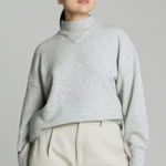 Everlane  The Cozy Stretch Mockneck Wool Yak Hair Pullover Sweater Gray Size XS Photo 0