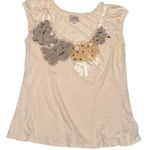 Deletta Anthropologie  Cream lagenlook Floral Patterned sleeveless‎ Top L Photo 0