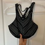 Athleta Bikini Top Chevron High Neck Black White Women Sz 34D/DD Photo 1