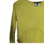 BCBGMAXAZRIA Bright Lime Cropped Crew Neck Sweater with Ribbed Knit Size XXS Photo 5