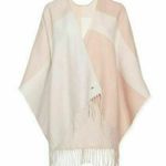 SOIA & KYO New Woven Scarf Wrap Sweater Cape Fringe Poncho Scarfigan Blush Pink Photo 2
