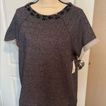 Crown & Ivy  XL Black short sleeve sweatshirt with black rhinestones. Photo 0