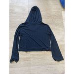 Athleta  Womens Blue & Black Steady State‎ Cropped Ribbed Hoodie Sweater Size S Photo 5