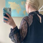 XL Black mock neck lace sleeve blouse Photo 3