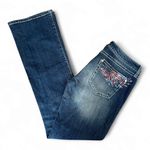 Wrangler Rock 47 by Wings Embroidered Ultra Low Rise Bootcut Jeans Sz 7/8 Photo 0