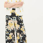 Fatface Jenna Citrus Floral Wide Leg Trousers Black Yellow Peach Size 8 UK 12 Photo 0