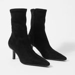 & Other Stories 8 Other Stories Stretch Leather Ankle Boots Black Suede Womens Size 38 US 7 Photo 0