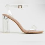 Simmi London  heels clear heel  snake Vera! Size 5 color nude suede clear Photo 2