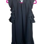 J.Crew factory black dress ruffle keyhole button front Tiered midi Womens small Photo 0