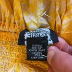 Angie Midi Dress Cap Sleeve Tiered Skirt Yellow Floral Open Back Womens Large Photo 12