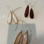 Catherine Malandrino Sparkly Gold Framed Drop Earrings Set: Cream Peach Burgundy Photo 0