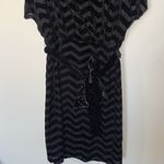 White House | Black Market WHBM Black Velvet Chevron Blouson Dress Size XS Photo 3