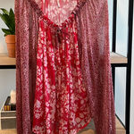 Free People Anthropologie Boho V-neck Keyhole Printed Chiffon Blouse Top, Small Photo 0