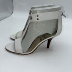 Michael Kors  Womens 6M White Leather Open Toe Stiletto Zip Heels Career Party Photo 1