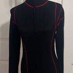 Essendi Black and Red Women's sSilk Blend Quarter Zip Top Photo 0