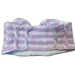 ZARA •  pastel tweed buster corset crop top pink purple white small Photo 2