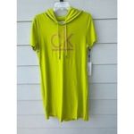 Calvin Klein neon green Hoodie T-Shirt Dress size L Photo 3
